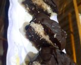 A picture of step 5 of 3 layered coconut 🥥 brownie sticks.