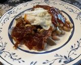 Foto del paso 9 de la receta Ensalada de Alubias templadas con setas al vino blanco, crujiente de jamón y huevo poche !!!