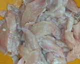 A picture of step 1 of Mongolian Chicken.