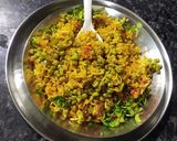 A picture of step 7 of Moong pulav.