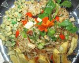 A picture of step 6 of ARROZ CHAUFA De POLLO -- Peruvian Chicken Fried Rice.