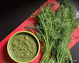 A picture of step 2 of Dil leaves Chutney.