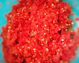 A picture of step 2 of Pandumirchi Pachchadi (fresh red chilli pickle).