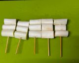 A picture of step 2 of Japanese Kushiage (deep fried Japanese Leek skewers).
