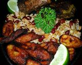 A picture of step 9 of Mike's Jerk Chicken - Spicy Beans/Rice & Fried Plantains.
