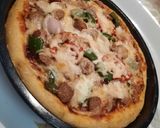 A picture of step 6 of Chicken Franks pizza 🍮🍕🍕🍕.