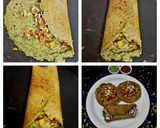 A picture of step 3 of Moong chilla with stuffing.