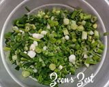 A picture of step 1 of Onion Flower Stalk and Spring Onion Greens Chutney/Dip.