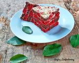 A picture of step 19 of Chocolate and red velvet checker board cake.