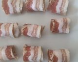 A picture of step 2 of Bacon wrapped chestnuts.