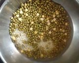 A picture of step 1 of Adai or pasereto with gun powder, green chutney.