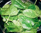 A picture of step 1 of Malabar spinach fritters.