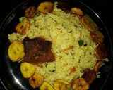 A picture of step 13 of Fried rice plantains and fried chicken.