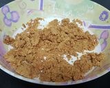 A picture of step 4 of Besan laddo with gud powder.