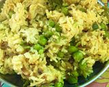 A picture of step 5 of Matar pulav.