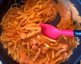 A picture of step 6 of Sausage pasta bake in tomato cream sauce.