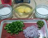 A picture of step 1 of Pizza Omelet.