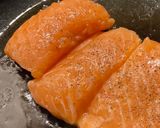 A picture of step 2 of “Gourmet(ish)” salmon with asparagus and sweet potatoes.