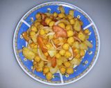 A picture of step 4 of ALU Chana chaat.