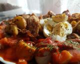 Foto del paso 7 de la receta Pechuga de pavo rellena con patatas deluxe y salsa de piquillos