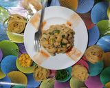 A picture of step 8 of Alfredo pasta.