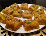 A picture of step 6 of Sev burfi or Singhar ji mithai.