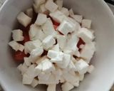 A picture of step 1 of Bruschetta Caprese.