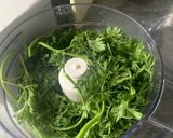 A picture of step 1 of Carrot top pesto.