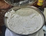 A picture of step 1 of Basbousa soaked in Orange & Honey syrup.