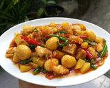 Foto langkah ke 4 dari resep Udang, puyuh, kentang, tempe saus tiram.