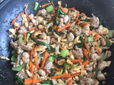 Cage free chicken noodles stir fry / mie goreng ayam kampung