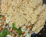 A picture of step 4 of Foxtail Millet Khichdi with Moong Sprouts/Soya Chunks and mixed vegetables.