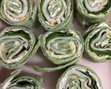 A picture of step 6 of Cajun turkey pinwheels.