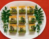 A picture of step 10 of Tricolor Rava Dhokla.