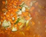 A picture of step 5 of Irish Potato source with white macaroni.
