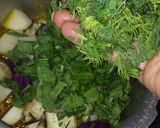 A picture of step 4 of Spinach Brinjal Potato Sabji.