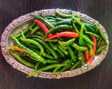 A picture of step 1 of Instant Green Chilli Pickle.