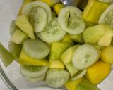 Hình bước làm 4 của món Cơm nhà với cá thu sốt cà chua, bắp bò xào đậu cove, trứng đúc pate gan, canh củ dền, xoài dưa trộn