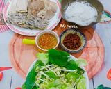 A picture of step 5 of Bún Mắm Nêm with Pork, Vietnamese Pork Sausage, and Head Cheese.