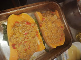 Calabacín relleno de carne cebolla y morrón