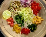 A picture of step 2 of Sprouts Salad Chaat In Khaman Dhokla Bowl.