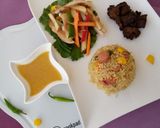A picture of step 8 of Teriyaki rice, chicken salad with honey and orange dressing.
