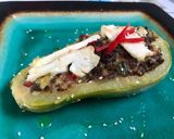 Foto del paso 7 de la receta: Zapallo italiano relleno con carne de soya