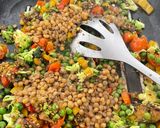 A picture of step 4 of Lentil Picadillo Stuffed Eggplants.