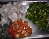 A picture of step 1 of #Ramadan.. Bhindi tometo de pyaza.
