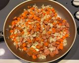 A picture of step 2 of Fried Weenie Rice.