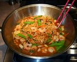 A picture of step 11 of Mike's Spicy Thai Shrimp Ramen Noodles.