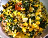 A picture of step 3 of Leafy Methi Saag with Corn.