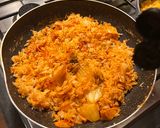 A picture of step 4 of Kimchi Fried Rice.