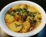 A picture of step 4 of Rajasthani Bataki/ Dahi Aloo.